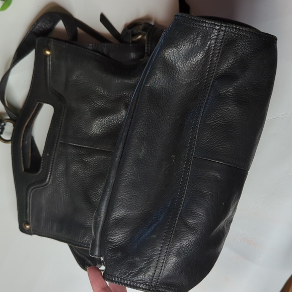 Lucky Brand black leather Abbey Road foldover bag - Picture 3 of 16